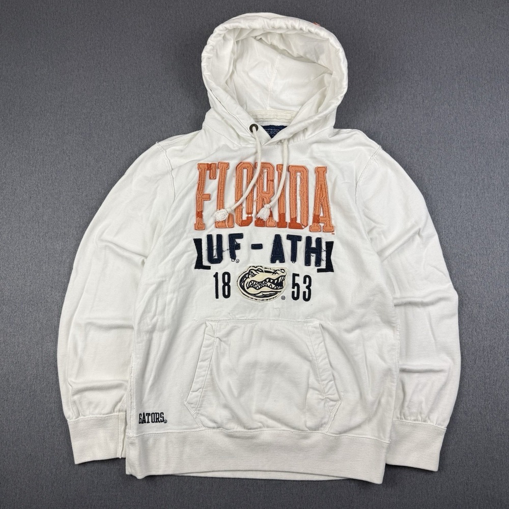 Vintage Campus Crew Florida Gators Hoodie Mens Large White Distressed Y2K UF